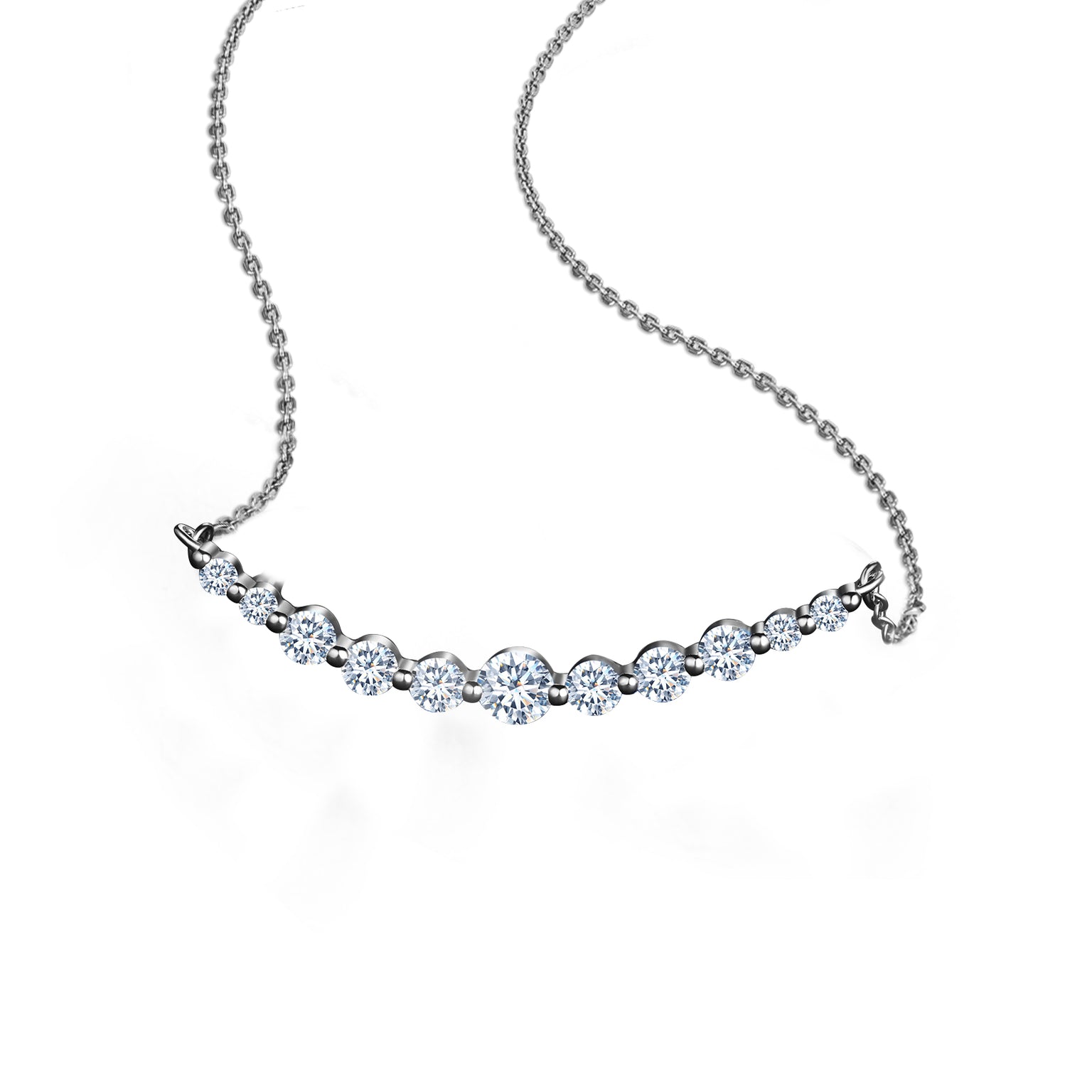 Diamond necklace on a white background