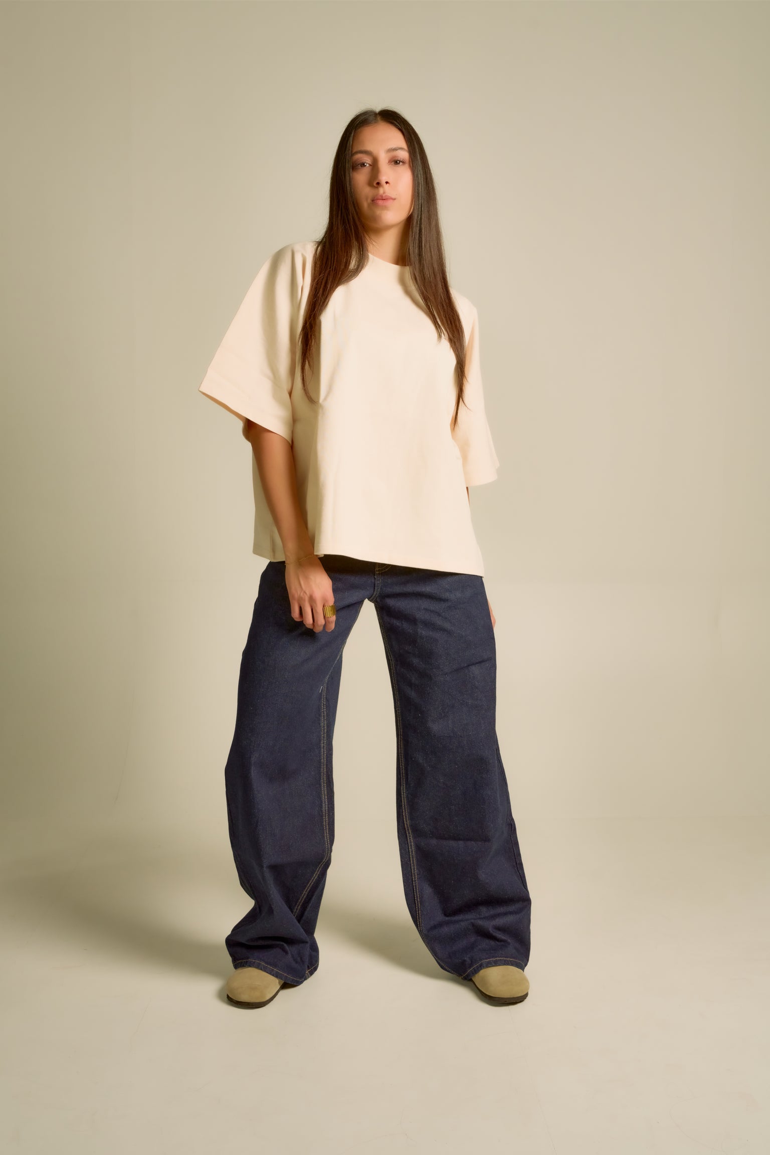 Oversized Heavy Jersey T-Shirt in Cream