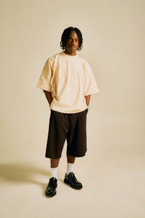 T-Shirt Oversize in Jersey Pesante di Crema