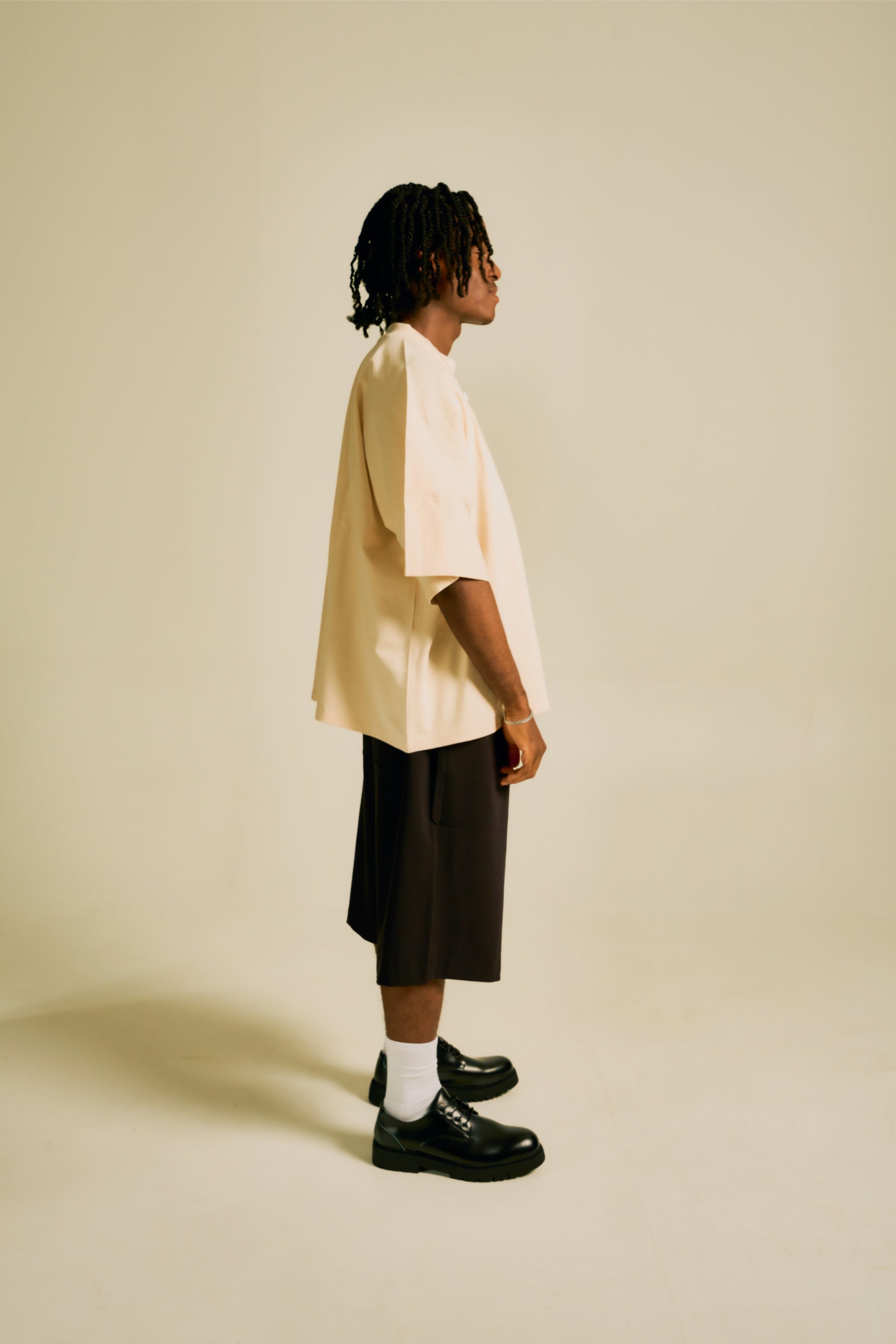 T-Shirt Oversize in Jersey Pesante di Crema