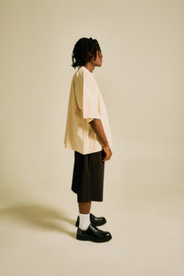 T-Shirt Oversize in Jersey Pesante di Crema