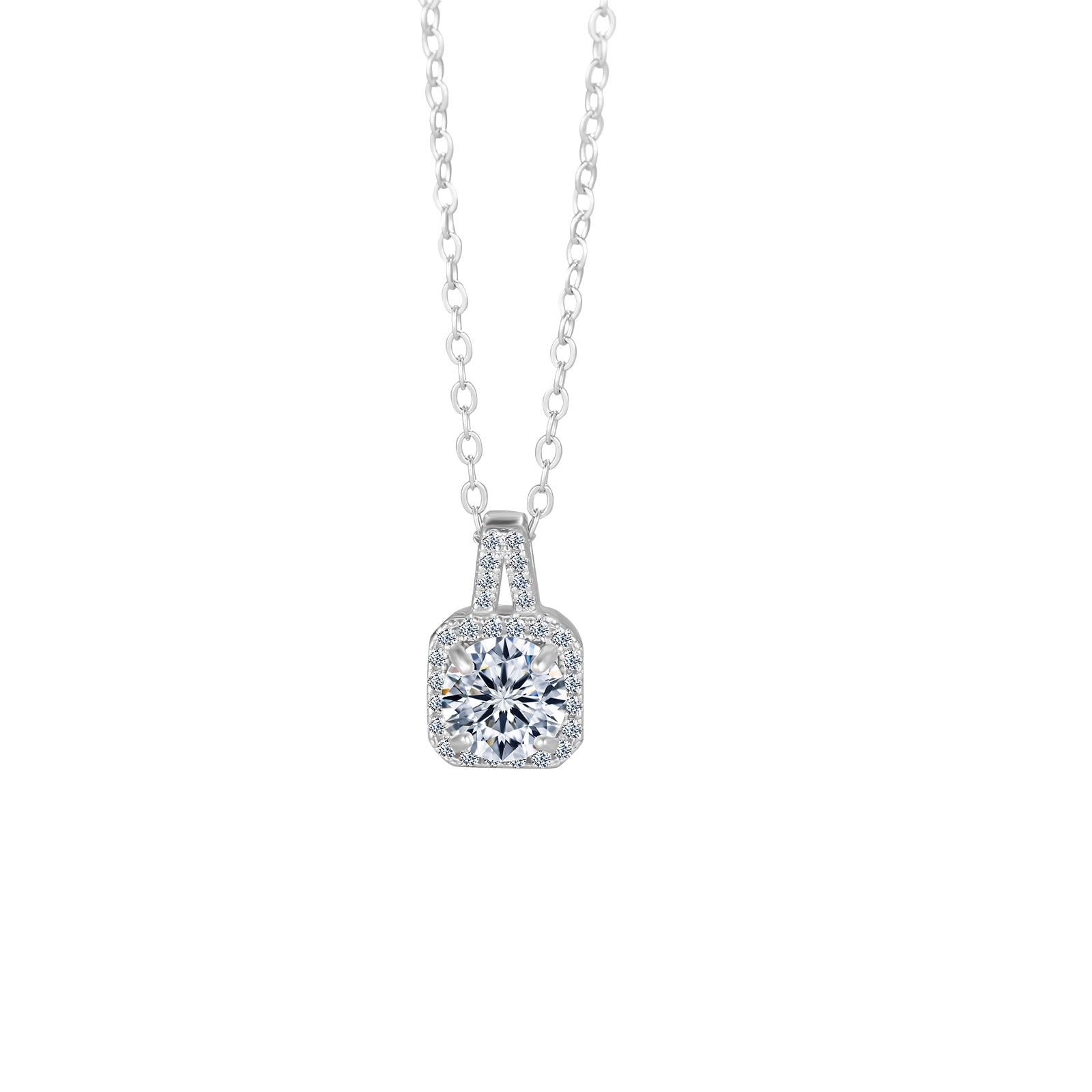 Diamond necklace on a white background